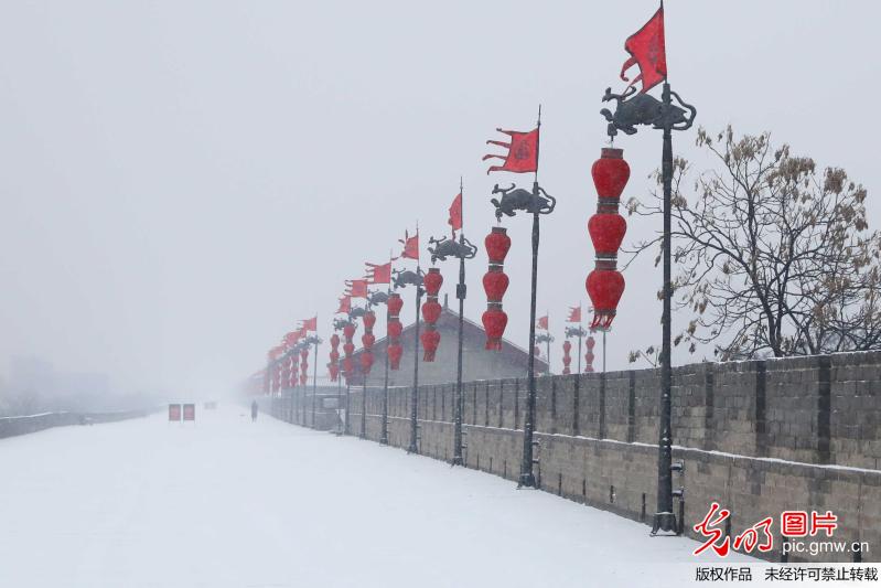 古城初雪美景一夜梦回大唐