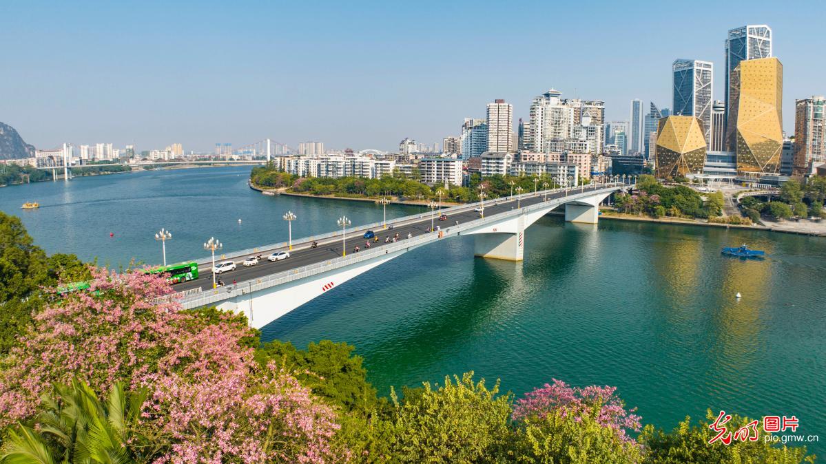 广西柳州：一江碧水入画来