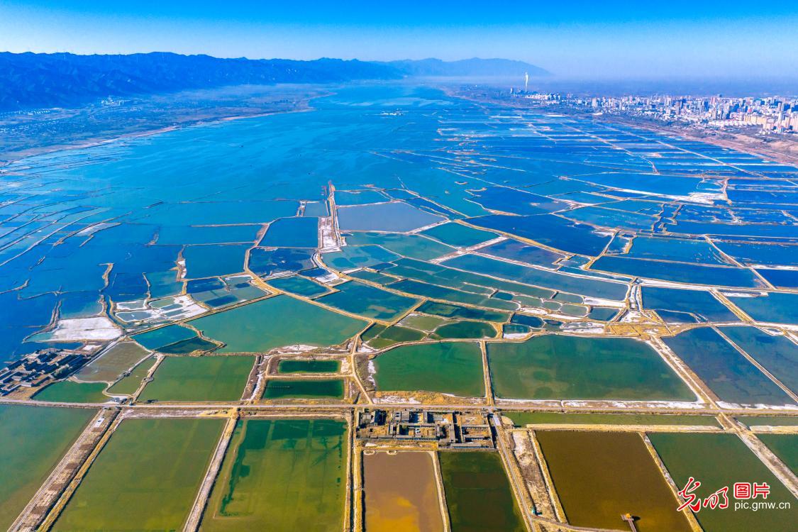 冬日盐湖色彩斑斓